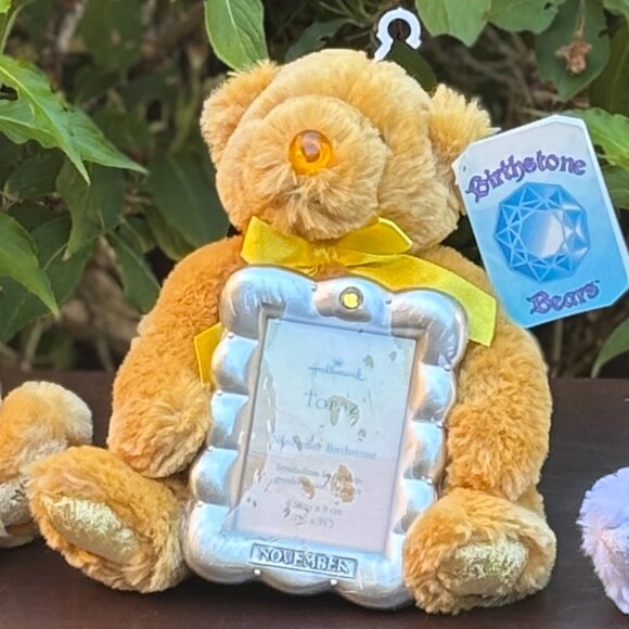 Hallmark Birthstone Bear Picture Frame November Topaz Plush Teddy Birthday Gift - Picture 3 of 6